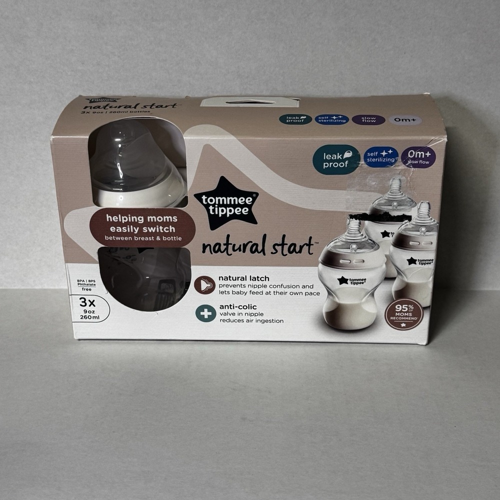 Tommee Tippee Natural Start, Leak Proof Anti Colic 9 Oz/260ml, 0m+, 3 Bottles